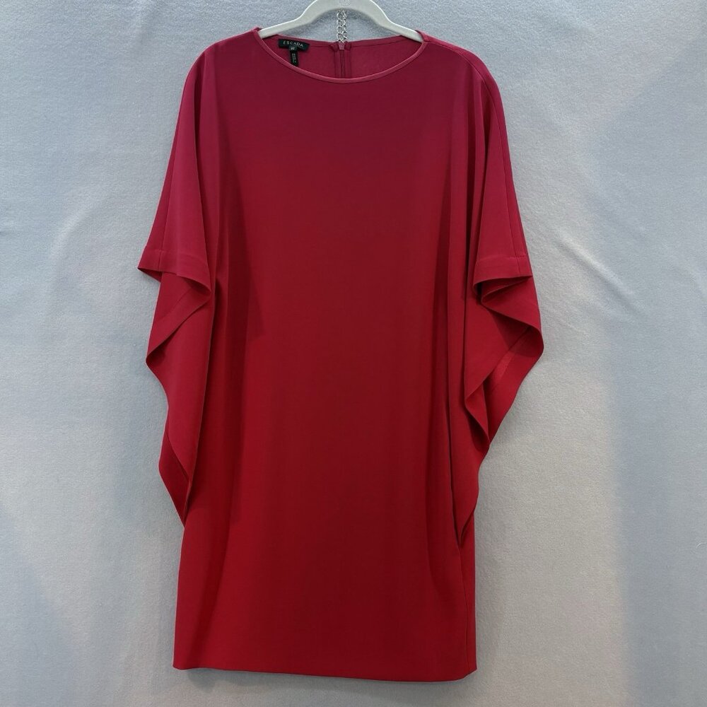 Escada Butterfly Drape Red‎ Dress Dolman Sleeve With Fitted Bodice SZ 32 X-Small